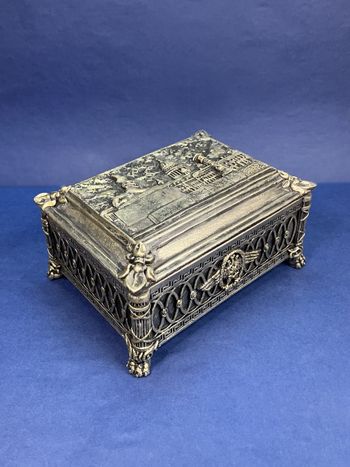Авторская шкатулка "Сфинкс" с декоративным покрытием "чернёное серебро"